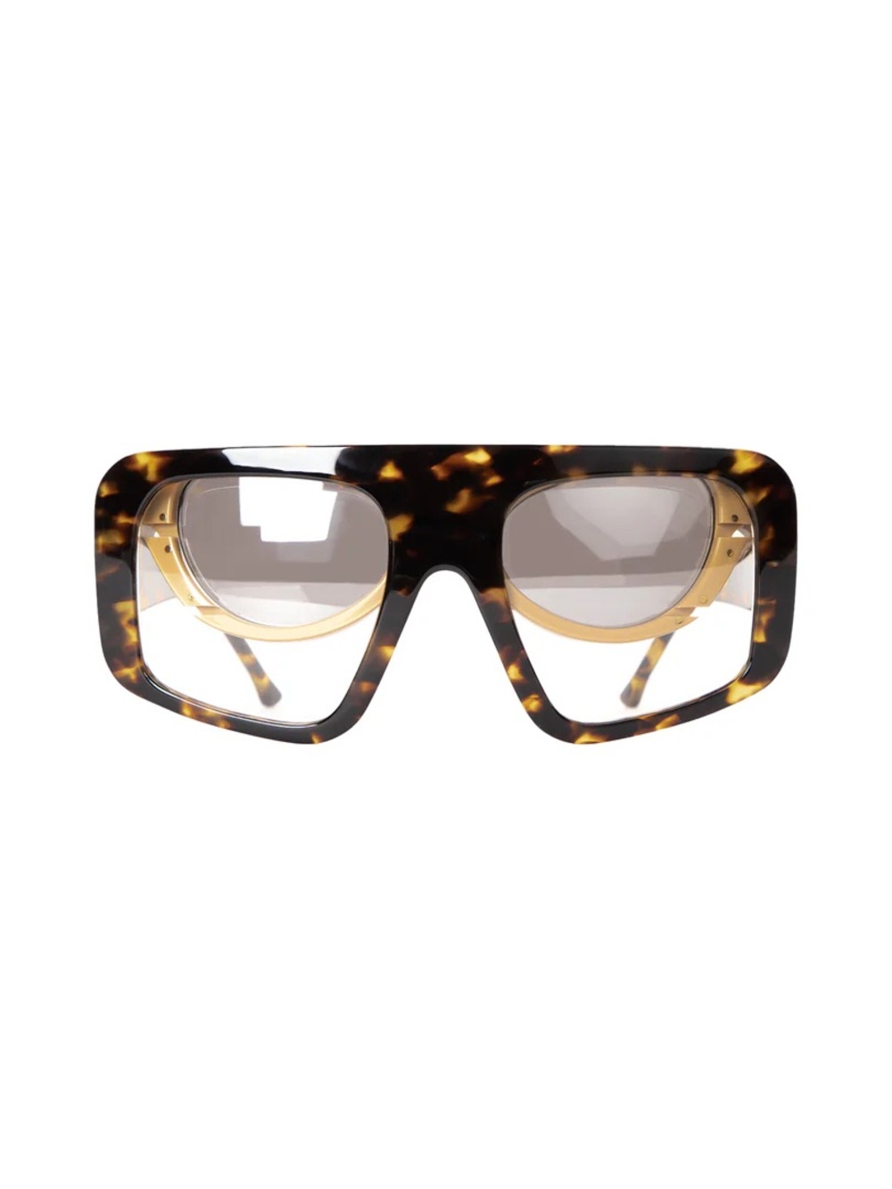 Luar Oversized Tortoiseshell Shield Sunglasses with Gold Accents
